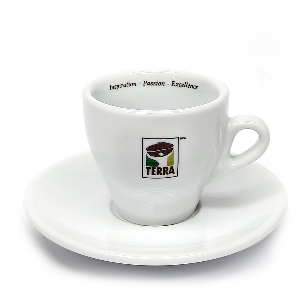Tasse à Cappuccino TERRA et Soucoupe (Blanche / 6 oz) 