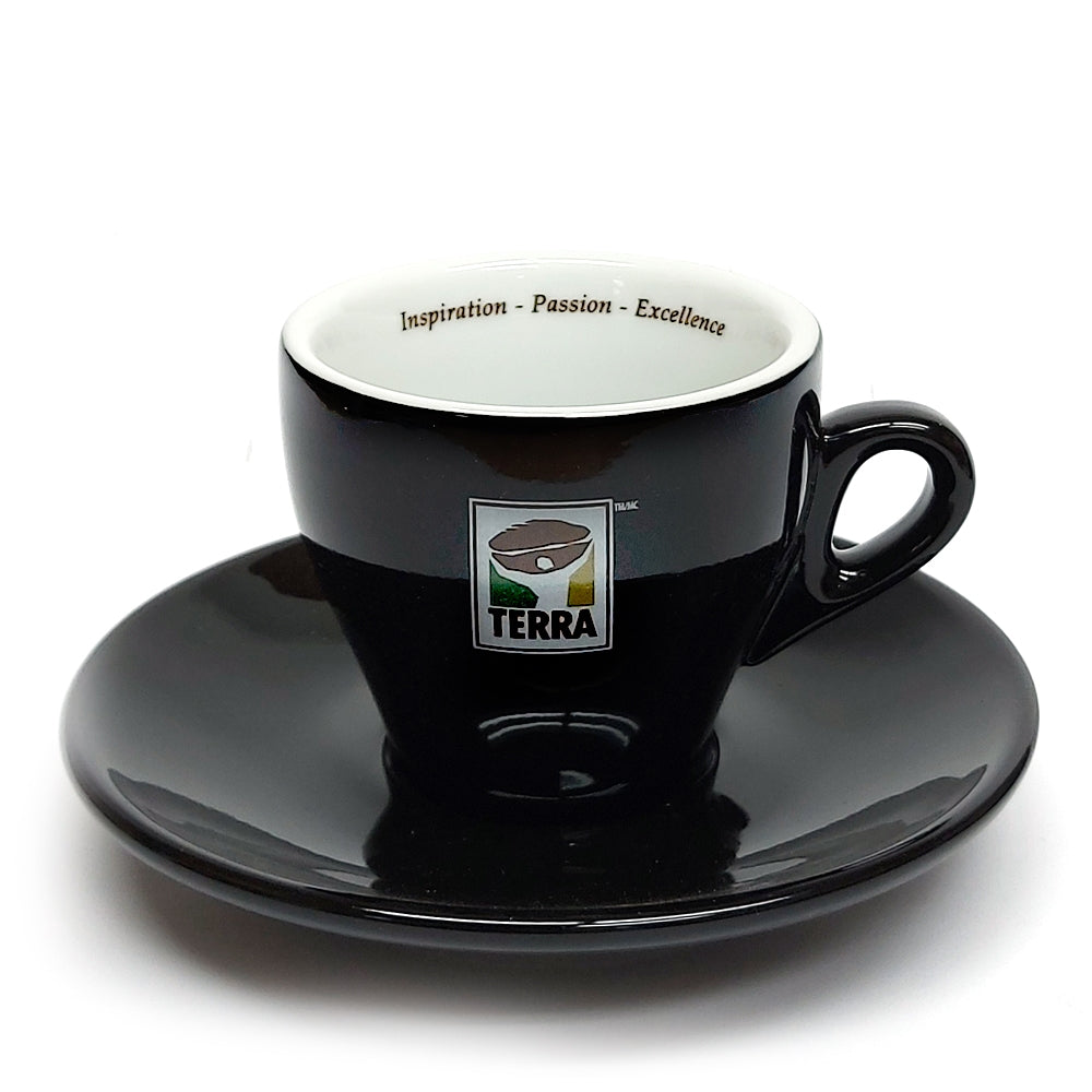 Tasse à Cappuccino TERRA et Soucoupe (Noir / 6 oz) 