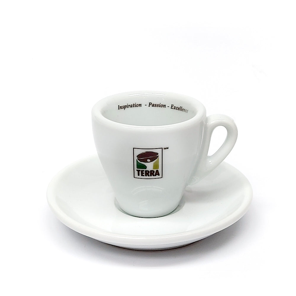 Tasse à Espresso TERRA avec Soucoupe Blanche
